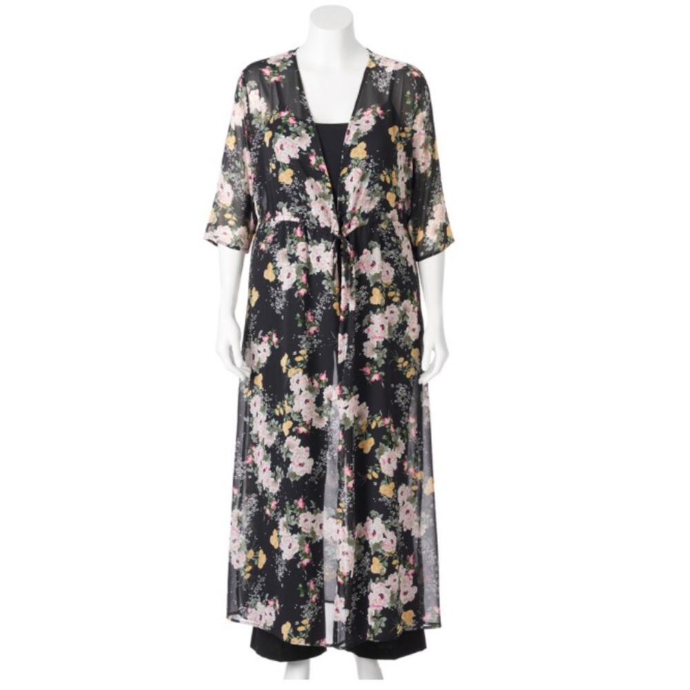LOVE FIRE SHEER FLORAL KIMONO NWT